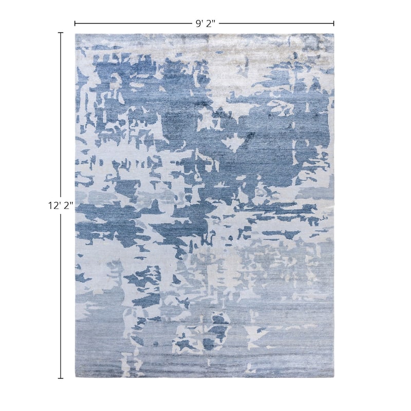 Modern One-of-a-Kind Hand-Knotted Area Rug, Gray - 9' 2" x 12' 2"
