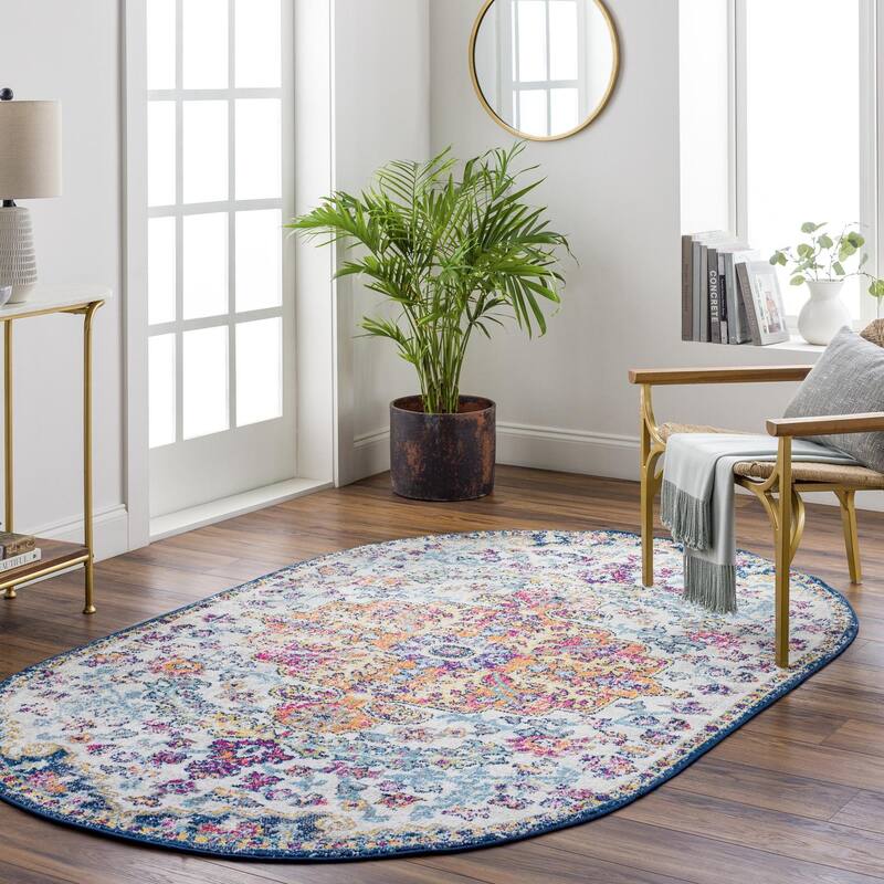 Livabliss Harput Updated Traditional Medallion Area Rug - Multi - 5' x 8' Oval