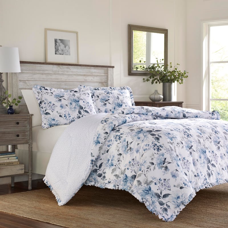 Laura Ashley Chloe Blue Cotton Comforter Set