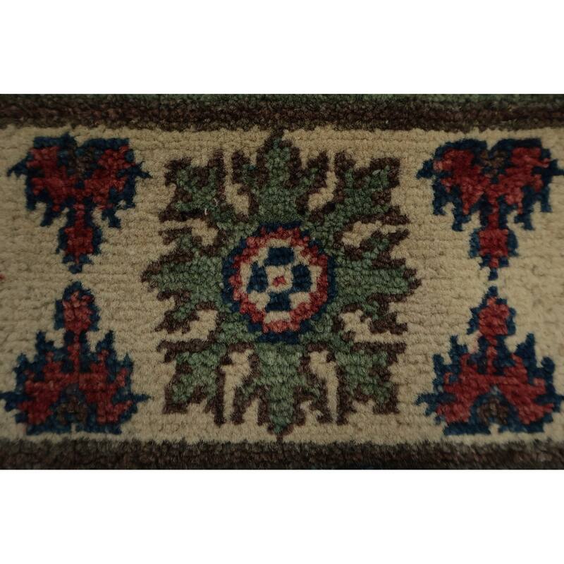 Hand Knotted Oriental 100% Wool Carpet Traditional Geometric Red Kazak Area Rug - 6' 1'' X 4' 0''