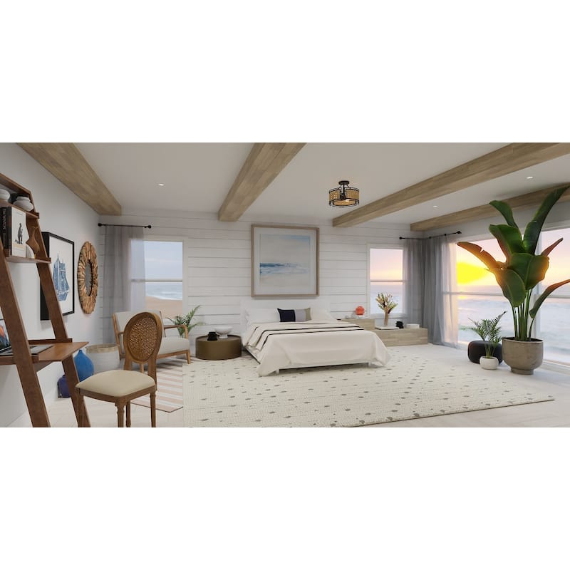 Priya 3-Light Matte Black Semi-Flush Mount