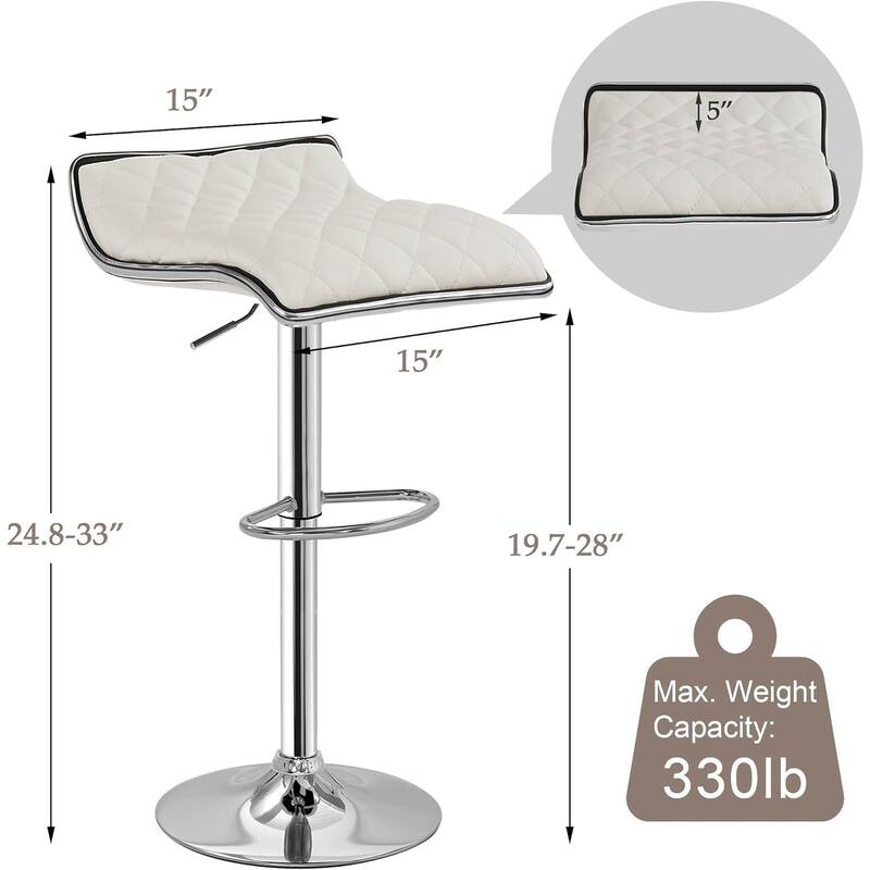 VECELO Barstools Adjustable Height Faux Leather Backless Modern Swivel Bar Stools (Set of 2)-Five colors