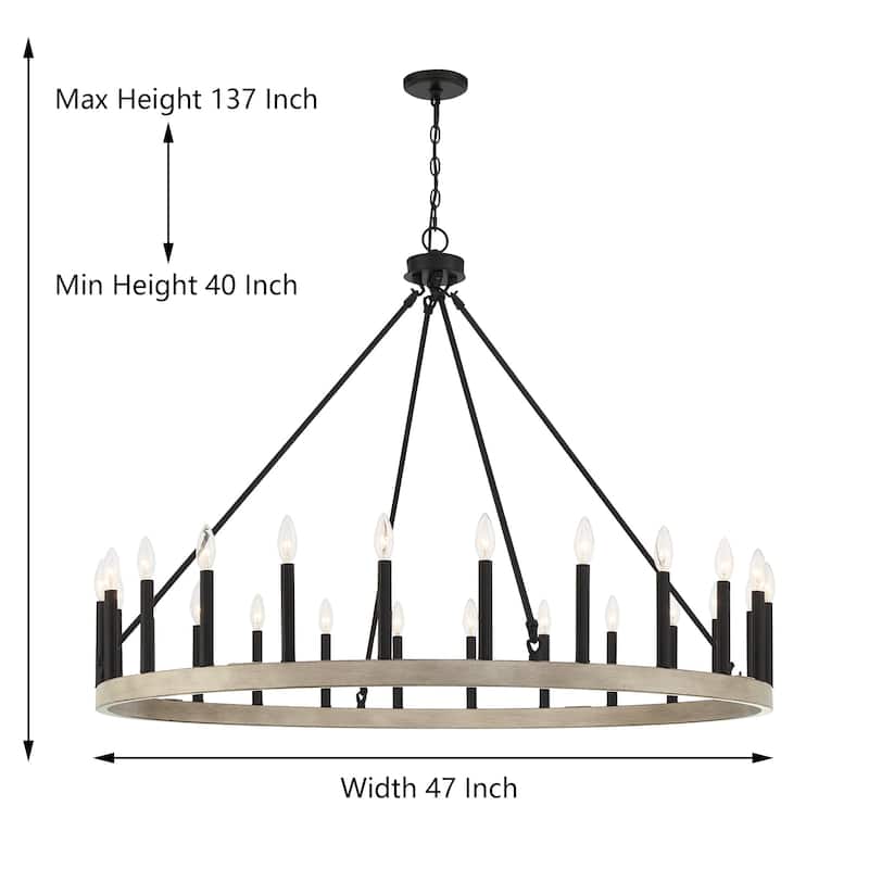 Acroma 24-light 47In Modern Farmhouse Large Wagon Wheel Chandelier