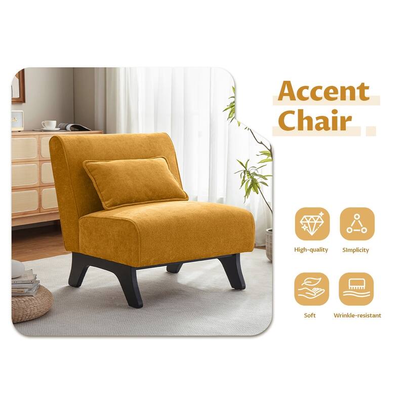 Huimo Modern armless chair with thick cushions and black wooden legs