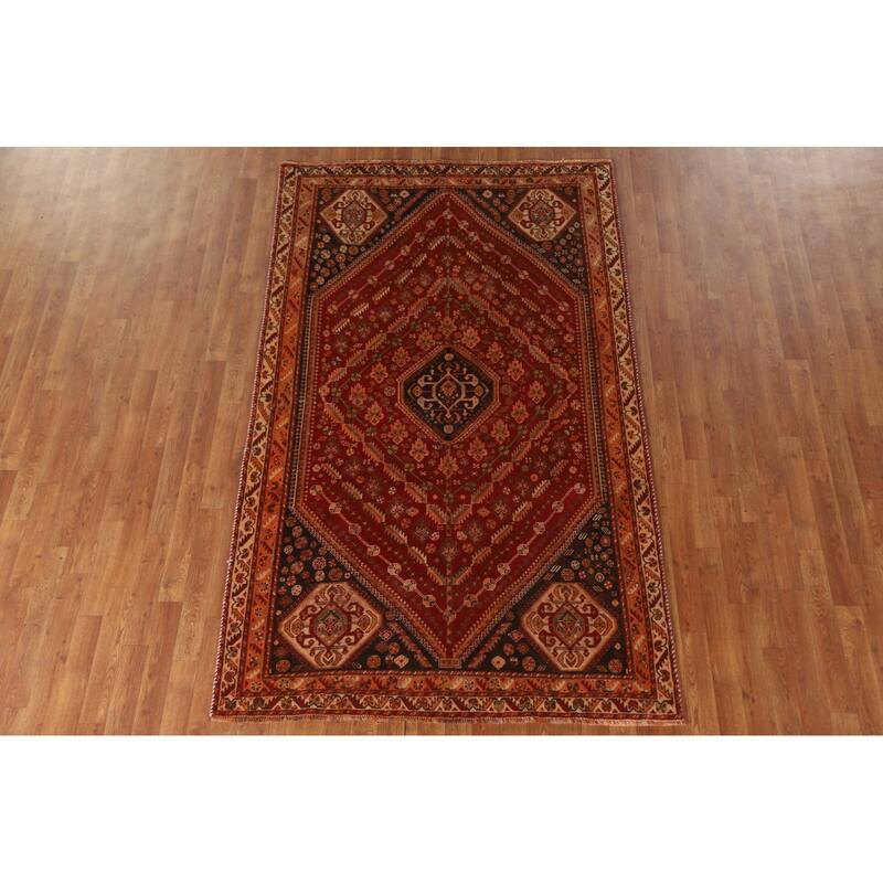 Shiraz Kashkoli Persian Antique Area Rug Handmade Wool Carpet - 4'10"x 8'2"