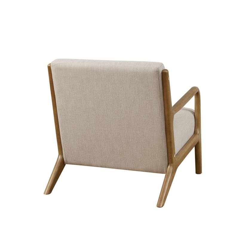 Roomfitters Mid Century Modern Lounge Chair with Solid Wood Frame, Upholstered Accent Chair for Living Room, Cream - Cream