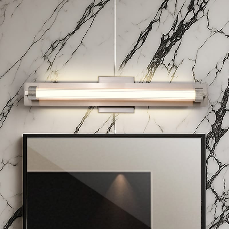 Larissa 24 Inch LED Vanity 3000K CCT Brushed Nickel Finish Opaque Glass - Brushed Nickel