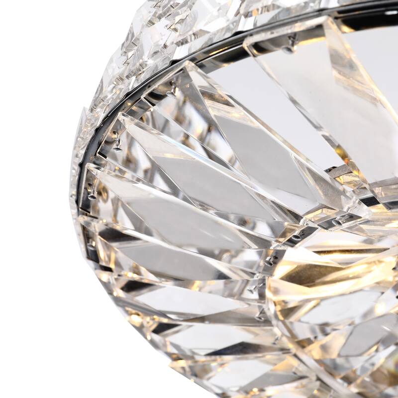 Jolie Chrome Finish 4-light Crystal and Prism Round Flush Mount