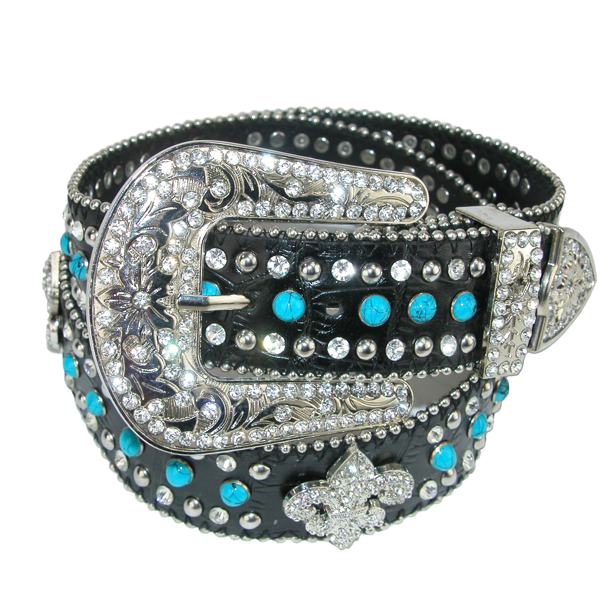 Fleur de Lis Studded Rhinestone Belt