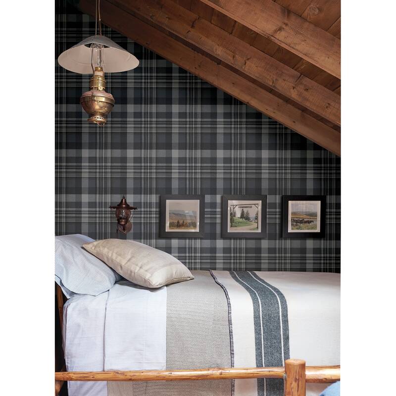 Dutton Plaid Indigo Wallpaper