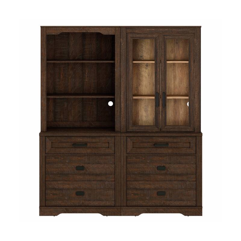 3 Tier Bookcase with Drawer,73.3" Tall Floor Standing Bookshelf