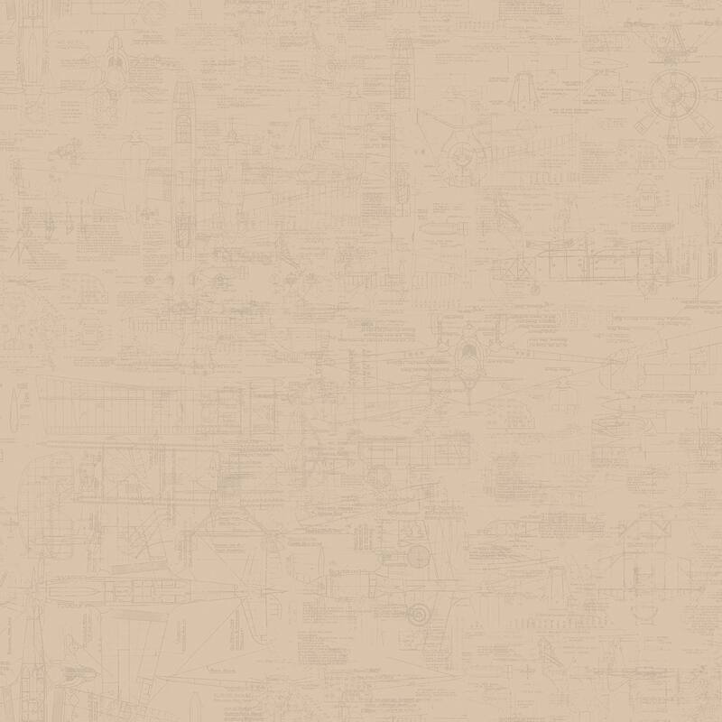 Galerie Wallcoverings Nostalgie Collection Blueprint Design Non-woven Matte Wallpaper Roll - 33 feet x 21 inches - Gold