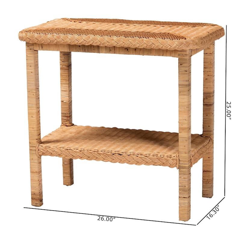 Minahasa Bohemian Light Honey Braided Rattan Side Table