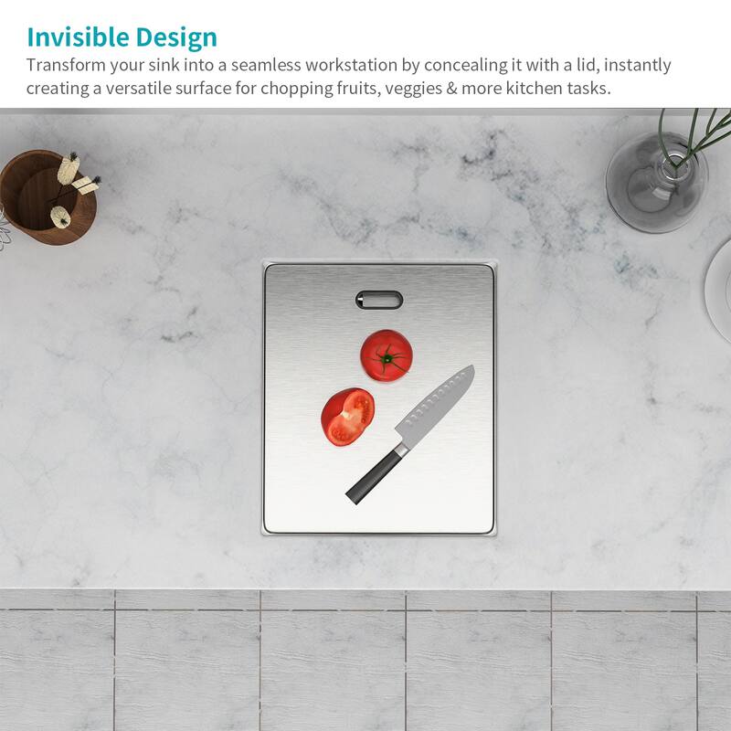 15" Undermount 16 Gauge Single Bowl Kitchen Sink in Brushed Nickel with Folding Faucet - 15'' x 17'' x 9''