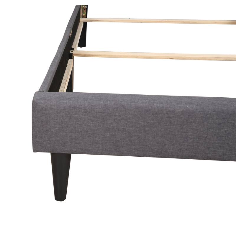 Sleek Gray Twin Bed with Tufted Headboard and Adjustable Height