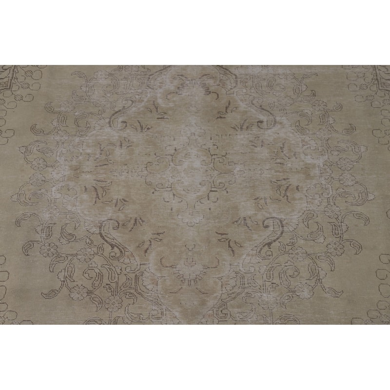 Distressed Tabriz Vintage Persian Rug Bedroom Hand-Knotted Wool Carpet - 9'10" x 12'10"