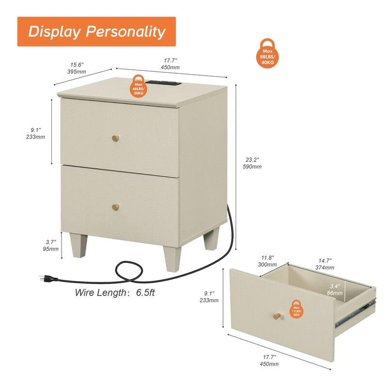 WAMPAT 6-Drawer Dresser and Nightstands Set of 3 for Bedroom, 70.8"