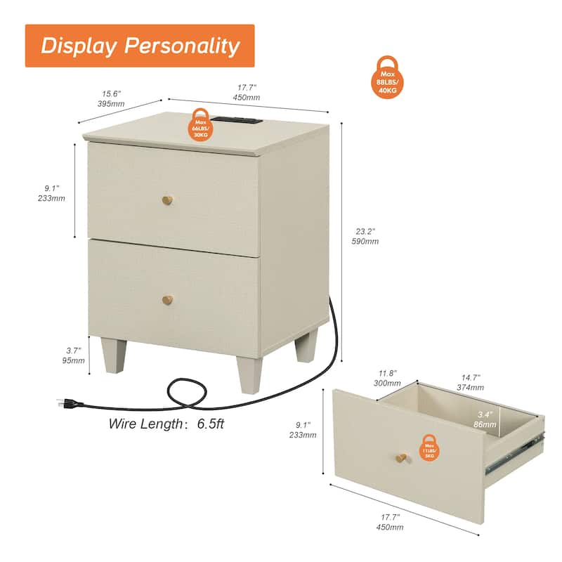 WAMPAT 6-Drawer Dresser and Nightstands Set of 3 for Bedroom