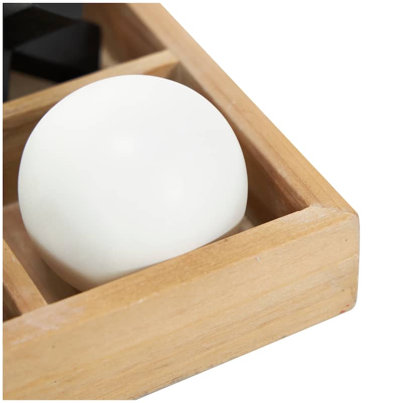 Wood Tic Tac Toe Dimensional Game Set with 3D Black and White Game Pieces - Brown - Roche River Decor - 12"W x 12"L x 4"H