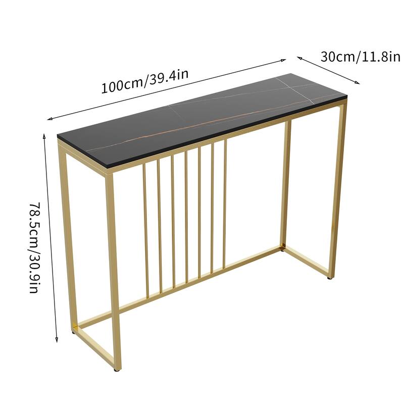 40" Wide Sintered Stone Entryway Entry Console Table Metal Frame