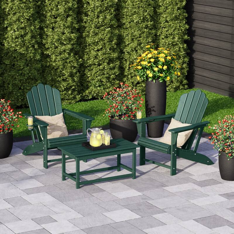 Aderson Outdoor Poly Adirondack Chair Set with Coffee Table