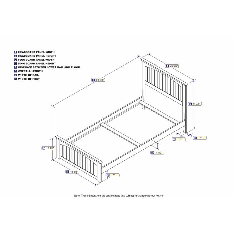 Nantucket Twin XL Platform Bed with Matching Footboard in Espresso On