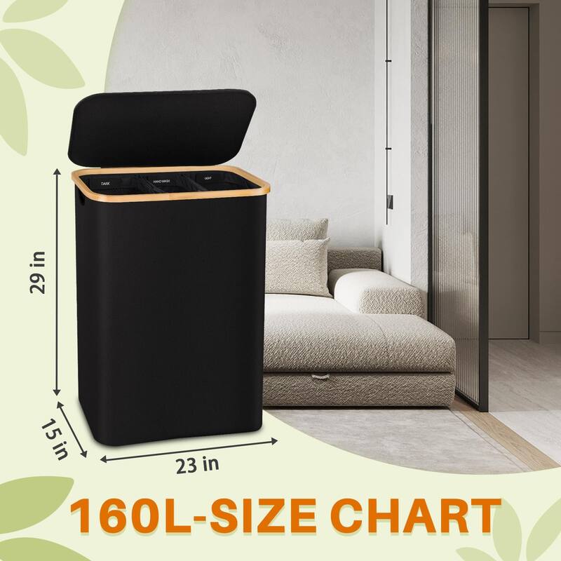 Laundry Hamper 3 Section, 160l Extra Large Hampers,Dirty Clothes Hamper Collapsible Laundry Basket Organizer