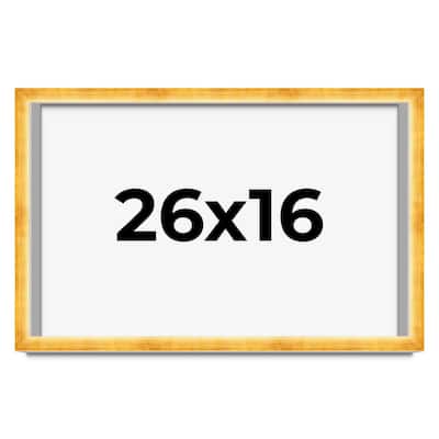 26x16 Shadow Box Frame Gold | 1.625 Inches Deep Real Wood Traditional