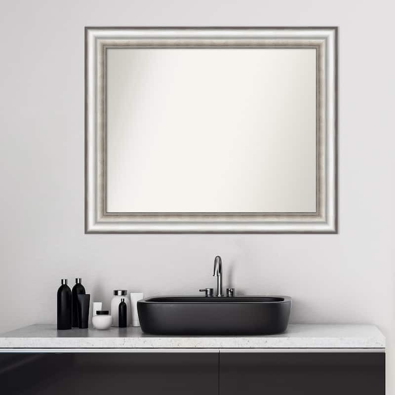 Non-Beveled Bathroom Wall Mirror - Salon Silver Frame