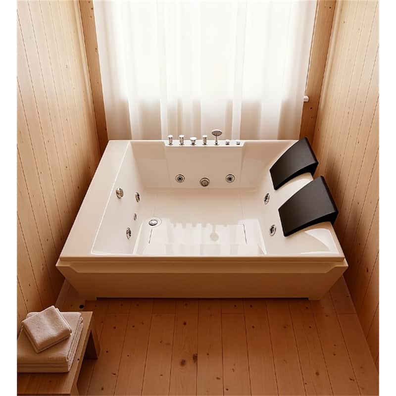 Whirlpool Tub,73" x 48" Jetted Bathtub for 2 Person - Milk White