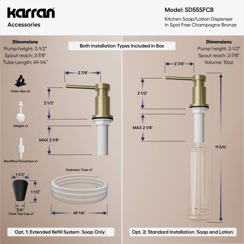 Karran SD55 Kitchen Soap/Lotion Dispenser