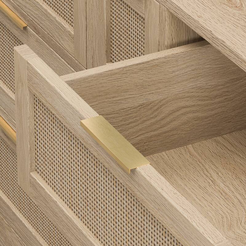 51.2 "Rattan Locker With Drawers, 9 Drawers, Metal Handles For Kitchen, Living Room, Bedroom