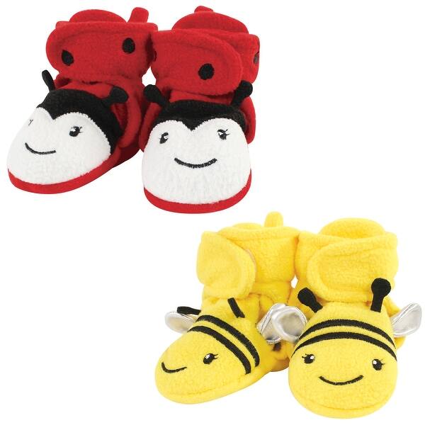 slide 1 of 1, Hudson Baby Infant Girl Cozy Fleece Booties, Ladybug Bee Ladybug Bee - 12-18 Months