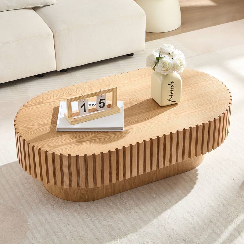 GDF Studio - Montville Modern Oval Wood Drum Coffee Table