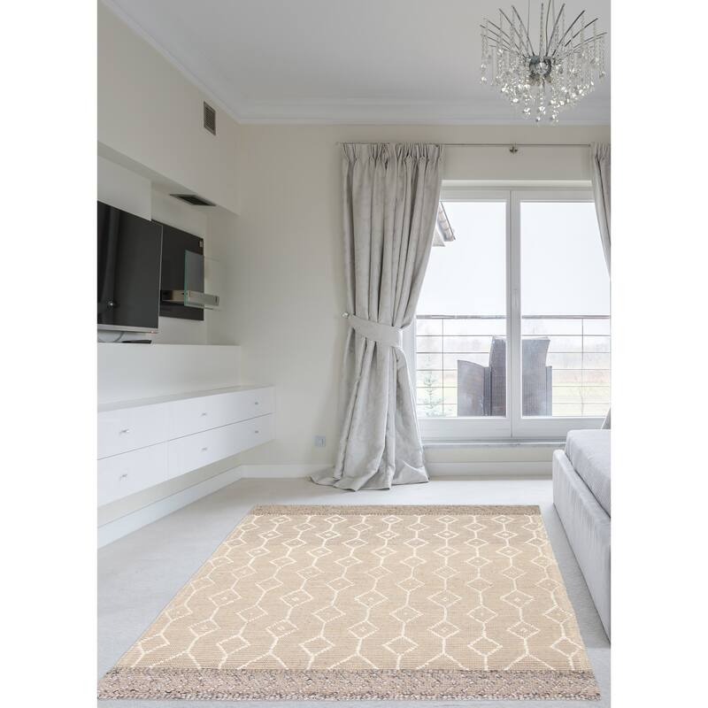 ECARPETGALLERY Braid weave Sienna Cream Wool Rug - 5'2 x 7'1