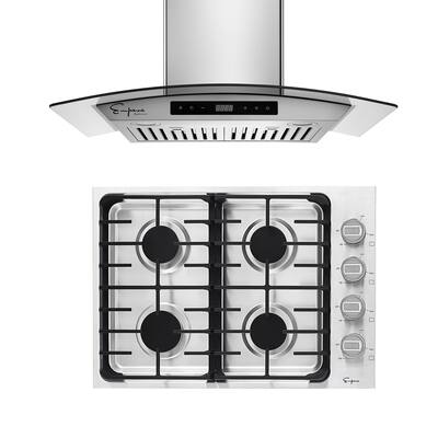 2 Piece Kitchen Appliances Packages Including 30" Gas Cooktop and 30" Wall Mount Range Hood