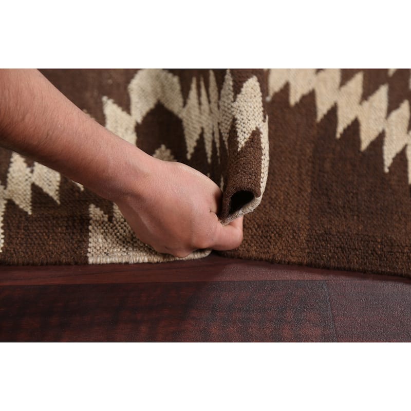 Natural Dye Tribal Geometric Kilim Oriental Area Rug Wool Flat-weave - 4'8" x 6'8"