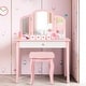 preview thumbnail 11 of 16, Costway Kids Vanity Set Princess Makeup Dressing Play Table Set - See Details Pink