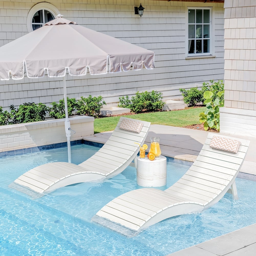 Set of 2 Weather-Resistant Folding Patio Pool Chaise Lounge Chairs