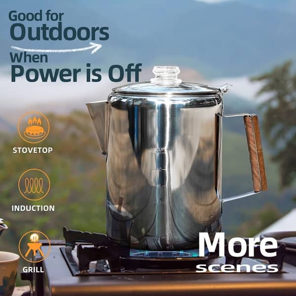 Camping Percolator Coffee Pot 12 Cup Stove Top Coffee Percolator Non Electric  Coffee Maker Camping Stainless Steel Coffee - On Sale - Bed Bath & Beyond -  40376905