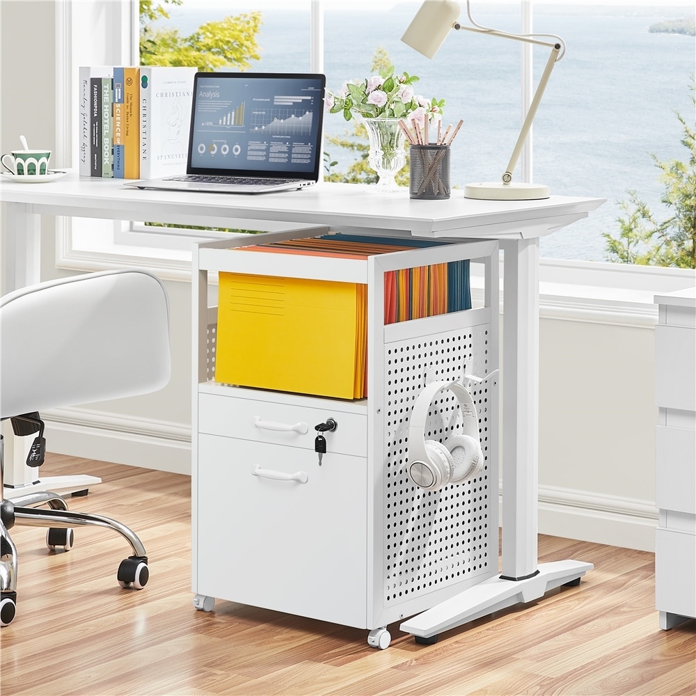 Yaheetech Office File Cabinet with Open Storage Shelf Mobile File Cart