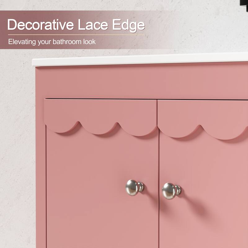 Lace Trim Freestanding Bathroom Vanity Set - Perfect for Bathrooms