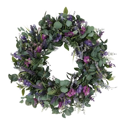 30" Artificial Lavender And Eucalyptus Floral Spring Wreath