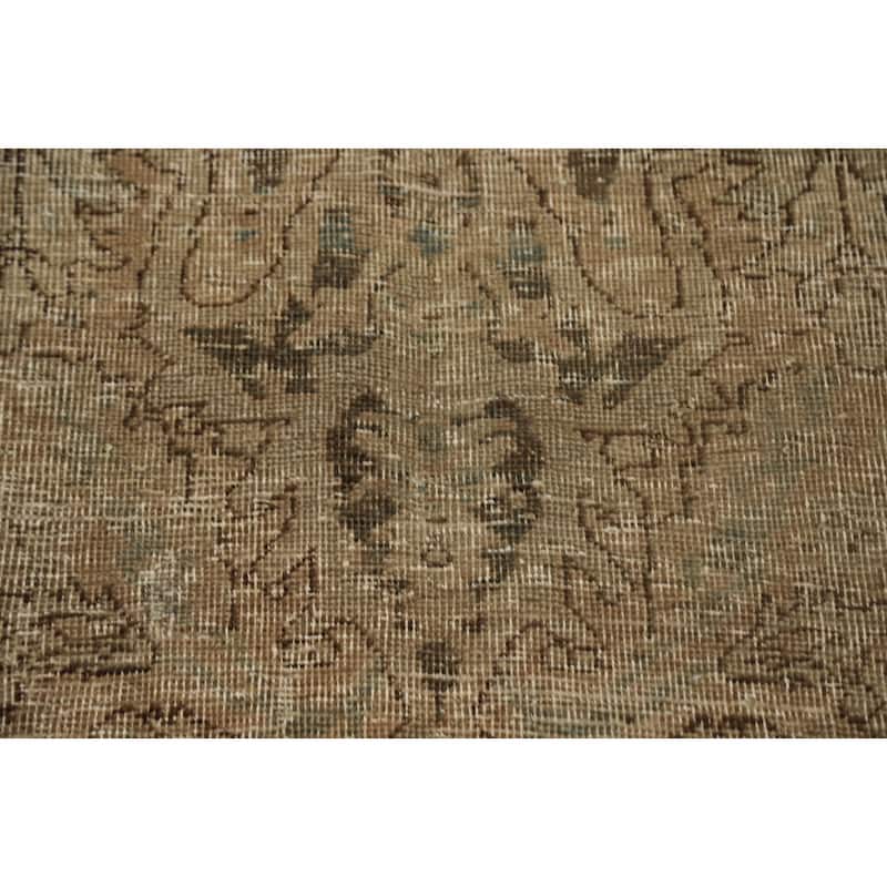 Hand Knotted Oriental 100% Wool Carpet Traditional Floral Brown Heriz Area Rug - 12' 1'' X 8' 5''