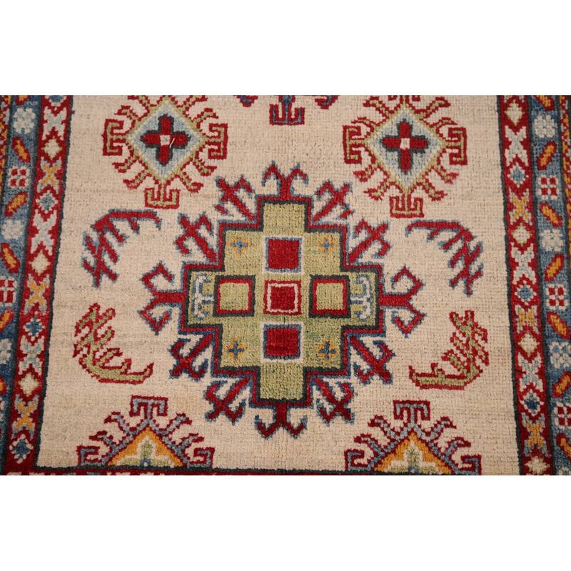 Kazak Oriental Accent Rug Handmade Beige Wool Carpet - 3'4" x 5'1"