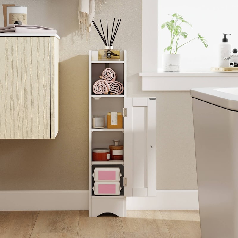 Costway Bathroom Storage Cabinet with Door Toilet Paper Holder Stand - See Details