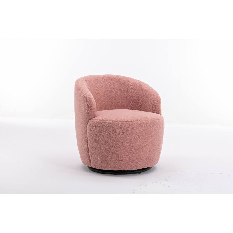 Wool Swivel Barrel Chair with 360° Rotation & Metal Base