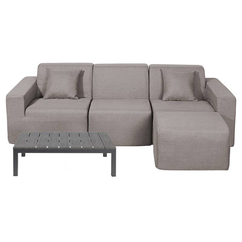 Outdoor and Indoor Modern Modular Patio Sectional Sofa with L-Shape Chaise, Cloud Sectional Couch with Comfy Chaise