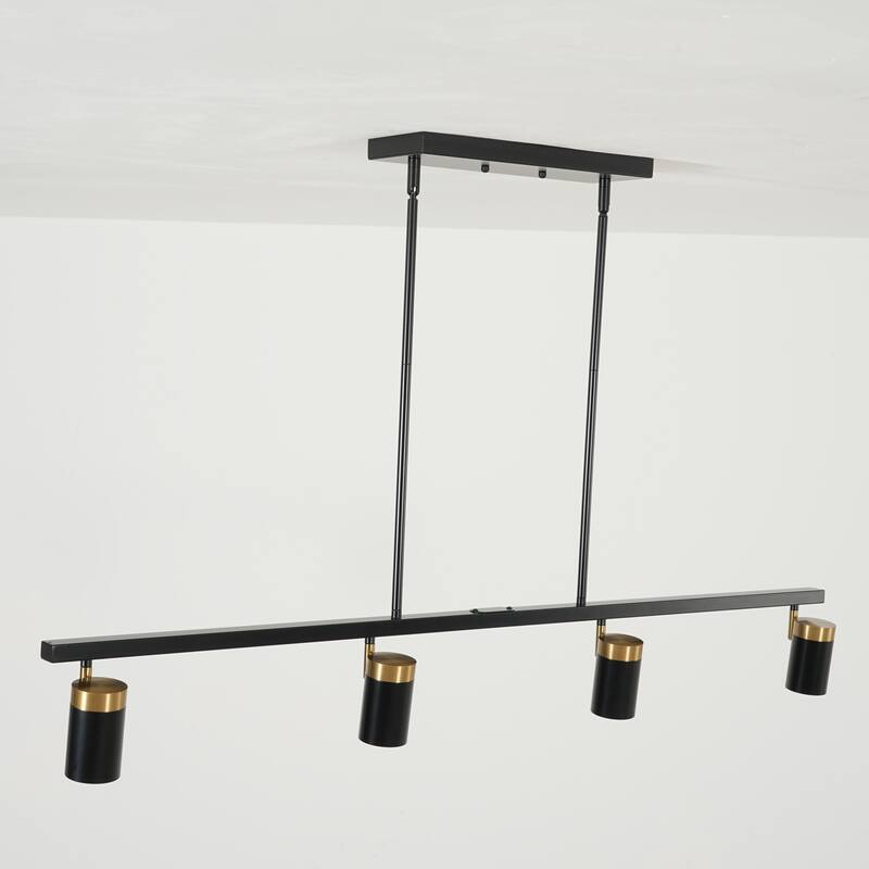 4-Light Modern Black & Gold LED Track Spotlight, Adjustable Linear Ceiling Light Fixture for Dining Room - 4 Light