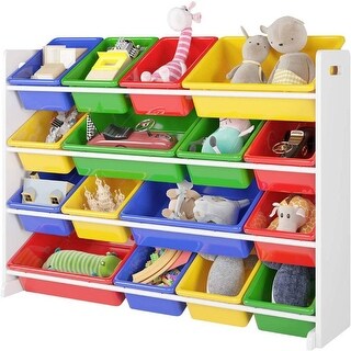toy storage shelves with baskets